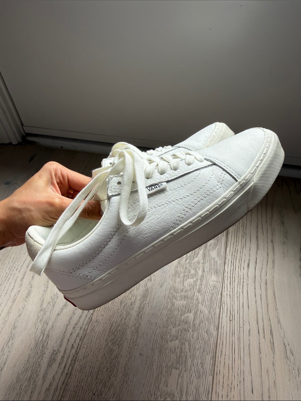 Vans Off-White Leather Low-Top Sneakers